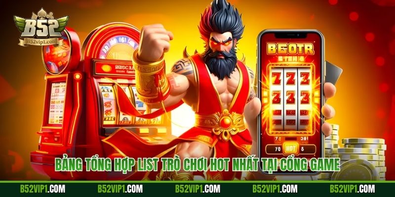 Bảng tổng hợp list trò chơi hot nhất tại cổng game